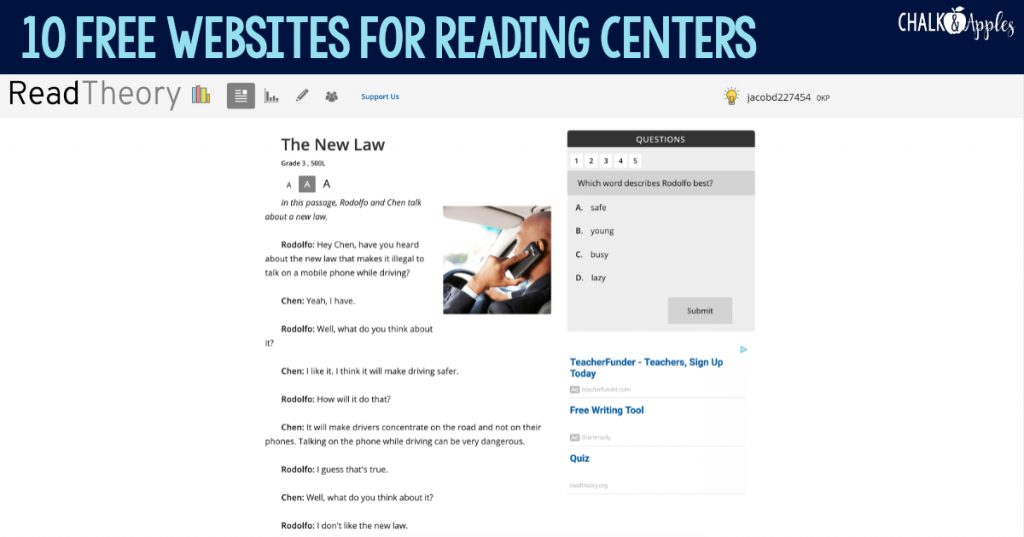 These free reading activity websites are perfect for upper elementary reading centers.