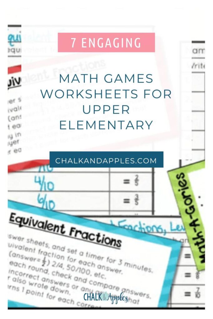 Math games worksheets for upper elementary students - great for centers