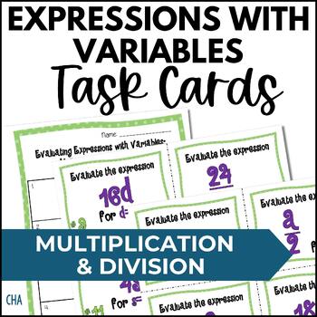 original 1174664 1 - Expressions with Variables Task Cards (Multiply & Divide)
