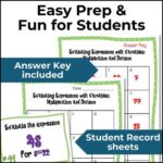 Expressions with Variables Task Cards (Multiply & Divide) - Chalk & Apples