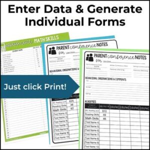 Instant Parent Teacher Conference Forms with Data - Chalk & Apples